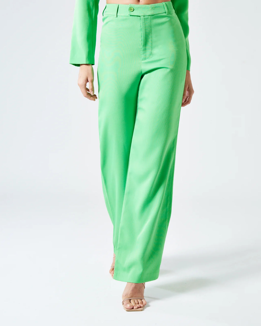 GREEN WIDE LEG TAILORED TROUSERS