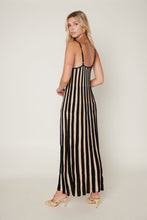 Load image into Gallery viewer, BLACK AND BEIGE RIBBED KNIT MAXI DRESS