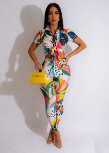 SUMMER MULTI COLOR TIE TOP PANT SET