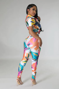 SUMMER MULTI COLOR TIE TOP PANT SET