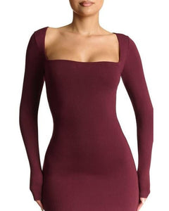 NW SQUARE NECK SCULPT MAXI DRESS