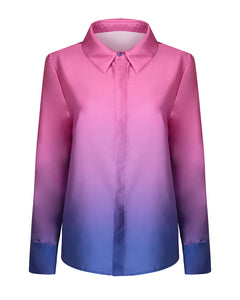 BLUE AND PURPLE OMBRE SATIN BLOUSE