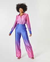 Load image into Gallery viewer, BLUE AND PURPLE OMBRE SATIN BLOUSE