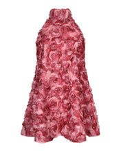 Load image into Gallery viewer, LAETITIA TEXTURED ROSE SWING MINI DRESS IN PINK AND RED