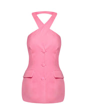 Load image into Gallery viewer, LANA CROSS FRONT HALTERNECK TAILORED TOP IN PINK