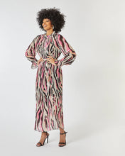 Load image into Gallery viewer, GRACE PLEATED MIDI DRESS IN PINK LEOPARD PRINT