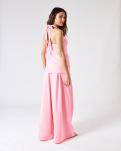 IZZY WIDE LEG TROUSER WITH GATHERED WAISTBAND IN PINK