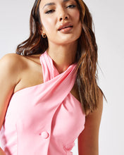 Load image into Gallery viewer, LANA CROSS FRONT HALTERNECK TAILORED TOP IN PINK