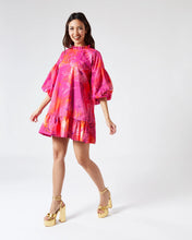 Load image into Gallery viewer, PINK TROPICAL PRINT OVERSIZED SMOCK MINI DRESS