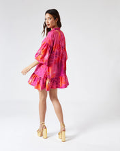 Load image into Gallery viewer, PINK TROPICAL PRINT OVERSIZED SMOCK MINI DRESS