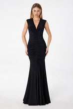 Load image into Gallery viewer, CAPSLEEVE LONG RUCHED DRESS