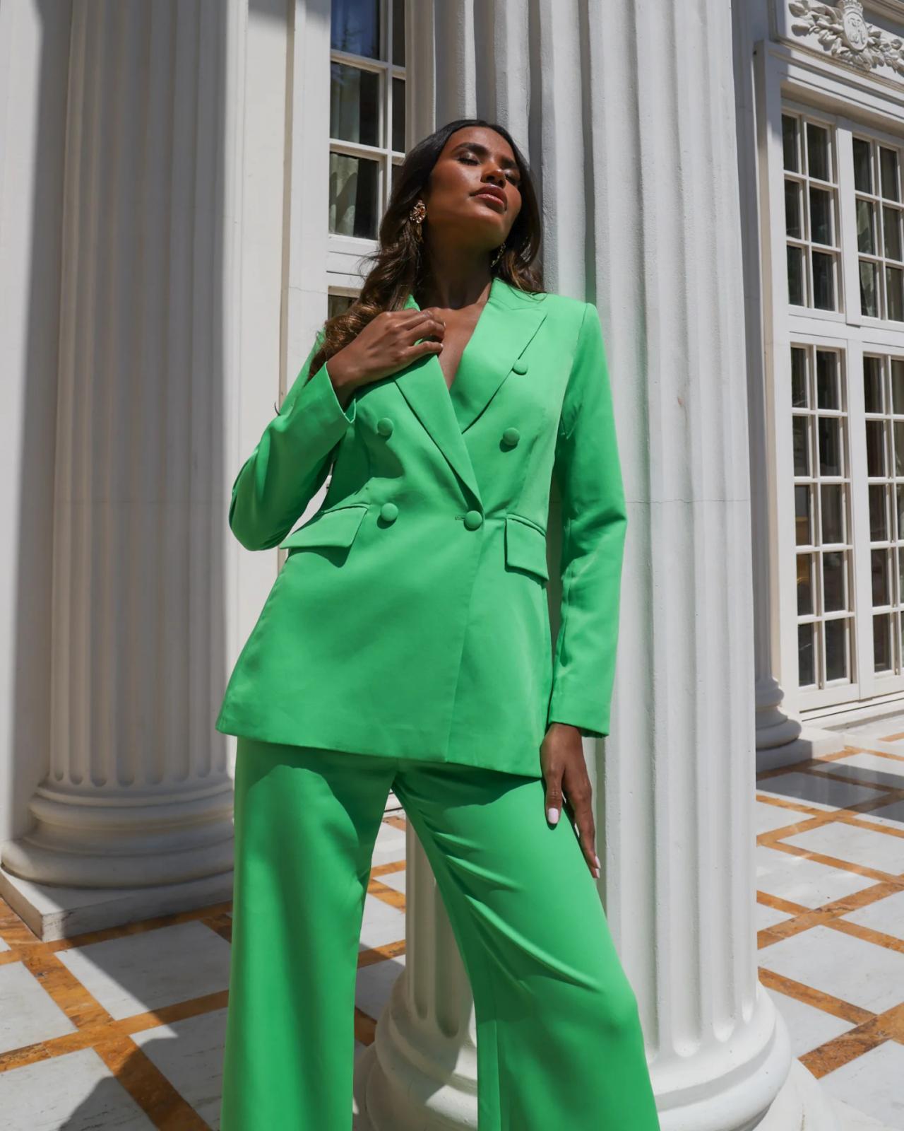 ブルゾン Semi Couture Double-Breasted Green Short Coat GREEN DOUBLE BREASTED BLAZER – Arelia's Dream