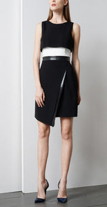 ADELYN RAE TWOFER DRESS WITH FAUX LEATHER CONTRAST