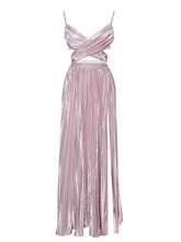 Load image into Gallery viewer, ZOELIE PINK HIGH SLIT SATIN MAXI DRESS