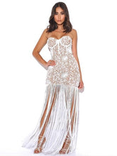 Load image into Gallery viewer, BECOME THE ONE WHITE LACE FRINGE DRESS