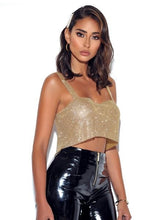 Load image into Gallery viewer, INTIMACY GOLD PLATED MESH CRYSTAL TANK TOP