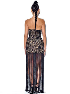 BECOME THE ONE BLACK LACE FRINGE DRESS