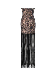 BECOME THE ONE BLACK LACE FRINGE DRESS