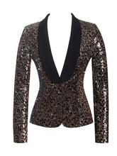 Load image into Gallery viewer, WILD THING LEOPARD SEQUIN BLAZER JACKET