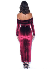 Load image into Gallery viewer, TASTE OF HEAVEN RUCHED VELVET MAXI DRESS
