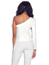 Load image into Gallery viewer, IT GIRL ONE SLEEVE BLAZER JACKET IN WHITE