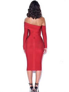 CHARLOTTE OFF THE SHOULDER LONG SLEEVE BANDAGE DRESS
