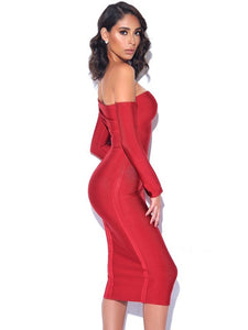 CHARLOTTE OFF THE SHOULDER LONG SLEEVE BANDAGE DRESS