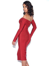 Load image into Gallery viewer, CHARLOTTE OFF THE SHOULDER LONG SLEEVE BANDAGE DRESS
