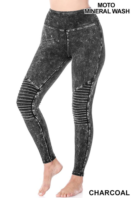 CHARCOAL MINERAL WASH HIGH WAISTED LEGGINGS