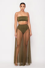 Load image into Gallery viewer, TWO PIECE OLIVE BANDEAU AND HIGH WAIST PANTY SET