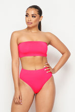 Load image into Gallery viewer, TWO PIECE PINK BANDEAU AND HIGH WAIST PANTY SET