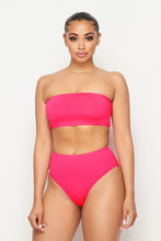 Load image into Gallery viewer, TWO PIECE PINK BANDEAU AND HIGH WAIST PANTY SET