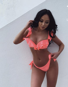 KONOHA CORAL RUFFLE BIKINI