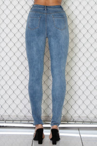 HIGH RISE CORDUROY COLOR BLOCK DENIM SKINNY JEANS
