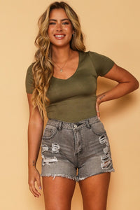 SHORT SLEEVE V-NECK BODYSUIT