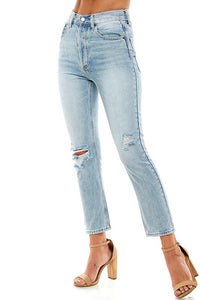 AVERY HIGH-WAISTED DISTRESSED BOYFRIEND JEANS