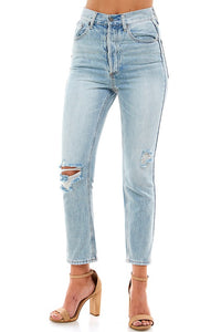 AVERY HIGH-WAISTED DISTRESSED BOYFRIEND JEANS