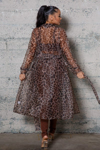 ANIMAL PRINT ORGANZA TRENCH COAT