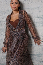 Load image into Gallery viewer, ANIMAL PRINT ORGANZA TRENCH COAT