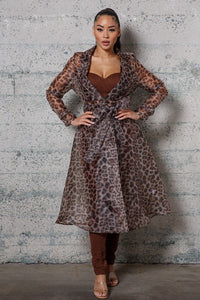 ANIMAL PRINT ORGANZA TRENCH COAT