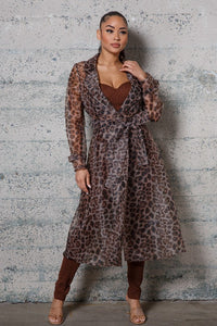 ANIMAL PRINT ORGANZA TRENCH COAT