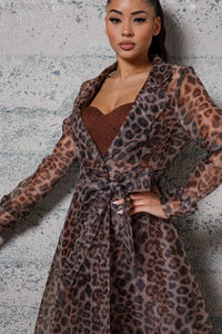 ANIMAL PRINT ORGANZA TRENCH COAT