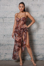 Load image into Gallery viewer, PRINTED MESH BODY SUIT AND LONG COVER UP SKIRT SET