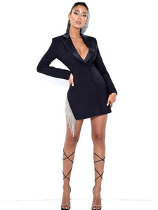 FREYA BLACK CRSYTAL FRINGE BLAZER DRESS Arelia's Dream FREYA BLACK CRSYTAL FRINGE BLAZER DRESS Arelia's Dream