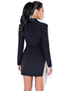 FREYA BLACK CRSYTAL FRINGE BLAZER DRESS