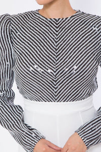 VALENTINE SEQUINED STRIPE LONG SLEEVE JUMPSUIT