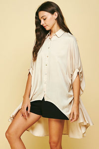 PINCH HIGH LOW BUTTON DOWN TOP