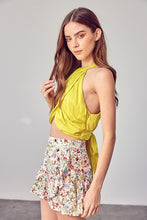 Load image into Gallery viewer, OVERLAP PLEATED BACK TIE TOP AND WIDE LEG PANT SET