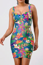 Load image into Gallery viewer, ALOHA TROPICAL PRINT BANDAGE MINI DRESS
