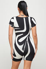 Load image into Gallery viewer, REVERSIBLE BLACK AND WHITE ZEBRA ABSTRACT ROMPER
